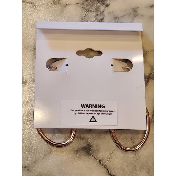 Gloria Vanderbilt Rose Gold-Tone Double Hoop Dangle Earrings Oval Faceted Stone - Picture 3 of 5